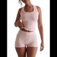 thumbnail image 2 of Conjunto de Shorts Deportivos Ajustados para Mujer: Top Sin Mangas y Shorts Rosa S, 2 of 8