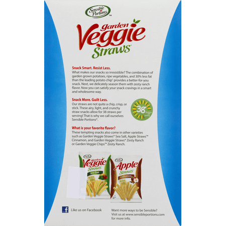 Sensible Portions Gluten-Free Zesty Ranch Garden Veggie Straws, 1 oz (6 Count)