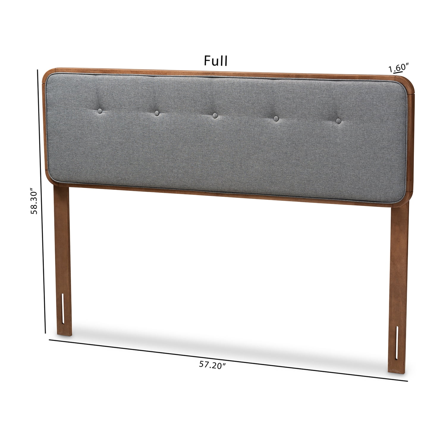 Baxton Studio Palina Mid-Century Wood Tufted Queen Headboard in Dark Gray