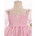 thumbnail image 5 of IBTOM CASTLE Toddler Girl Birthday Dress Floral Confetti Tulle Formal Wedding Party Long Sleeve Dresses for Cake Smash Photo Shoot 5-6 Years Light Pink Floral, 5 of 8