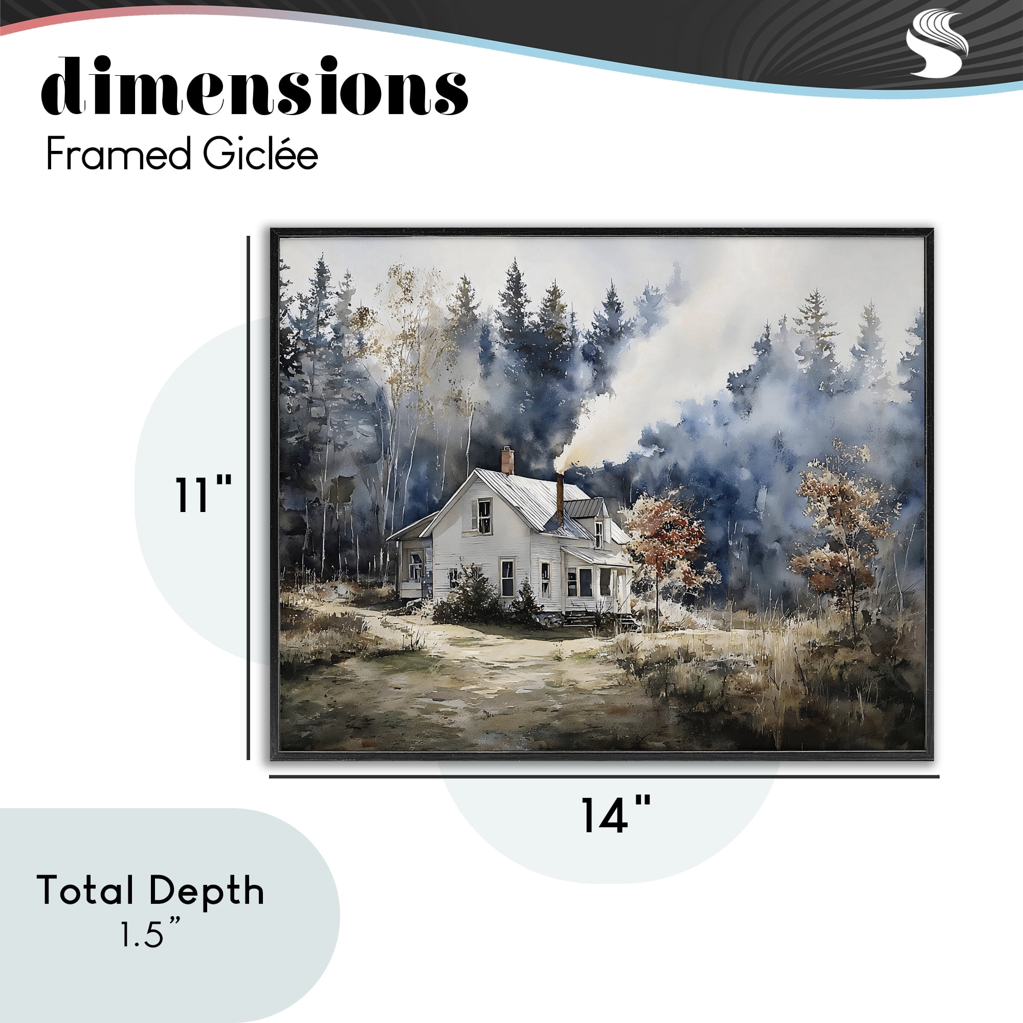 Stupell Industries Indigo Smoke at Woodland Cottage Black Framed Giclee Art, design by Franklyn Gregory