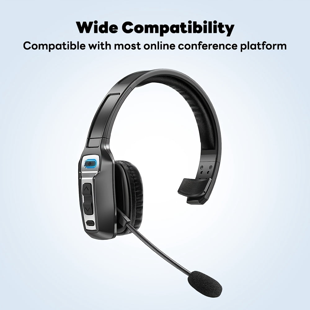 Wireless Trucker Headset with AI Noise Cancelling Microphone, Bluetooth Headset for Truck Drivers, Hands-Free Calling, Long Battery Life, Lightweight