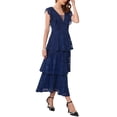 thumbnail image 4 of INSPIRE CHIC Women's Lace Dress for Wedding Guest Cocktail Evening Ruffle Cap Sleeves Tiered A-Line Maxi Dresses S Blue, 4 of 6