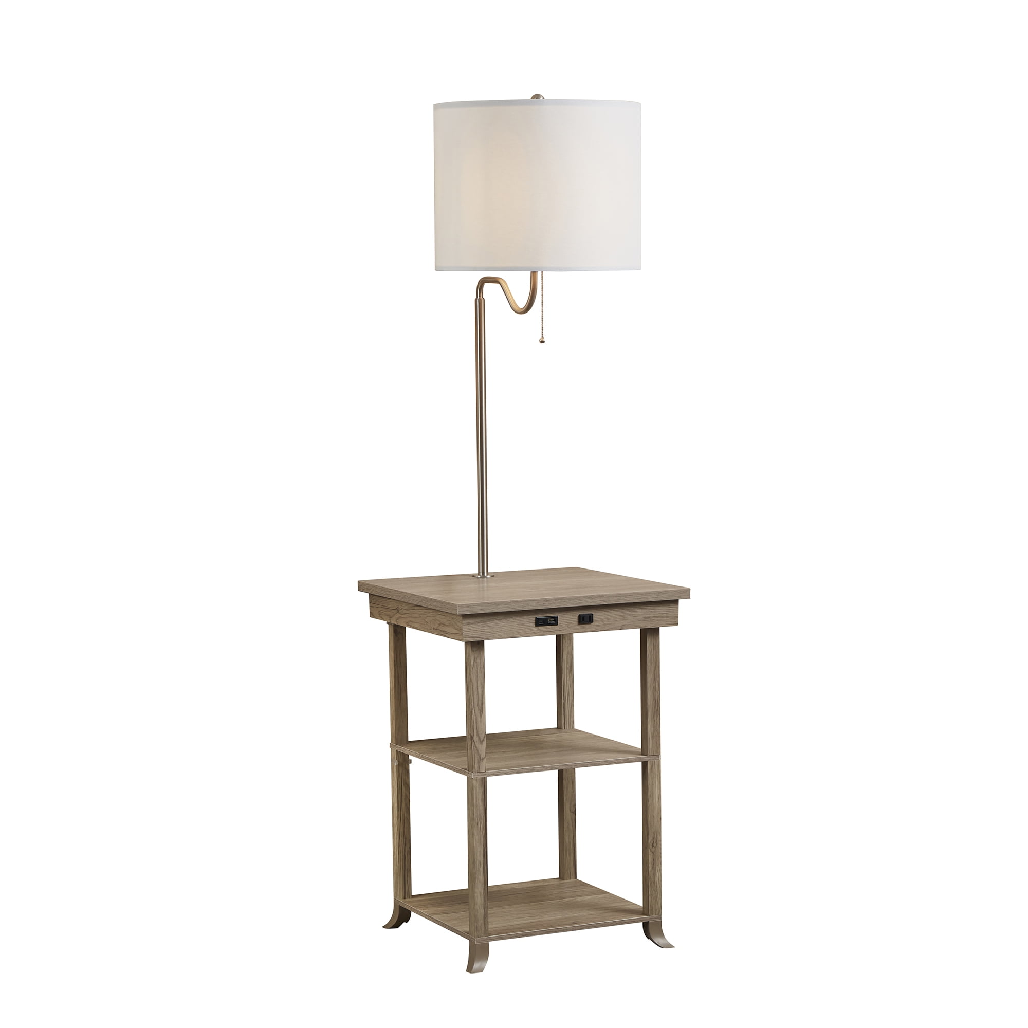 ATAMIN Ava Bedside End Table with Lamp Attached, Floor Lamp With USB