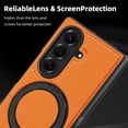 thumbnail image 5 of ELEHOLD Leather Case for Samsung Galaxy Z Fold 7,Strong Magnetic Compatible with Mag Safe 360 Rotation Ring Kickstand Function Anti-Scratches Protective Case for Samsung Galaxy Z Fold 7,Orange, 5 of 7