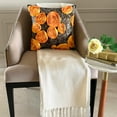 thumbnail image 2 of Brown Throw Pillow Cover, Modern Floral Pillow Cover, 12x12 inch (30x30 cm) Pillow Case, Art Silk Pillow Cover, Ribbon Marigold Rose Flower & Sequins - Chocolate Marigolds, 2 of 10