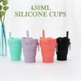 thumbnail image 4 of Tasse à Café en Silicone Pliable pour Camping Voyage avec Paille Réutilisable Portable 450ml, 4 of 4