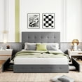thumbnail image 3 of Sha Cerlin Light Grey Full Fabric Platform Bed Frame with 4 Storage Drawers & Adjustable Headboard, Adult, 3 of 8