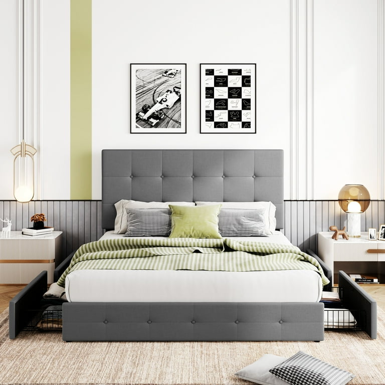 Sallyさま 専用ページ ZINUS Shalini Upholstered Platform Bed Frame / Mattress
