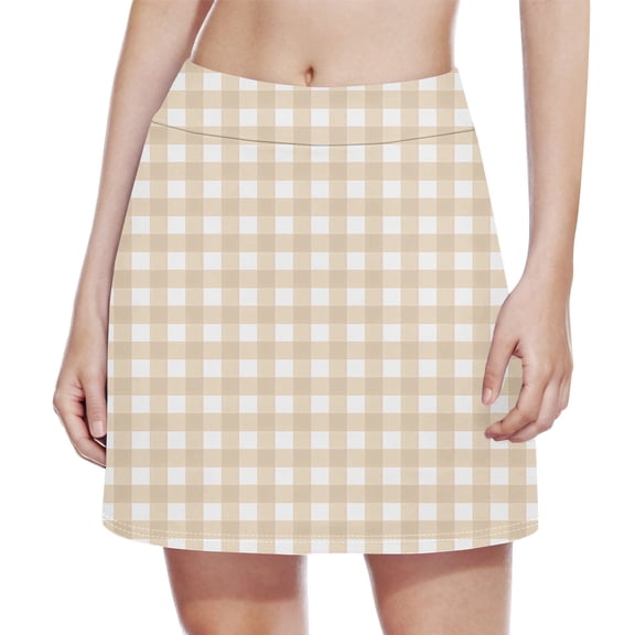 QTBIUQ Girls Athletic Skort Fake Two Piece Skirt Grid High Waist A-Line Solid Color Skirt for Running Tennis Casual Play Outfit
