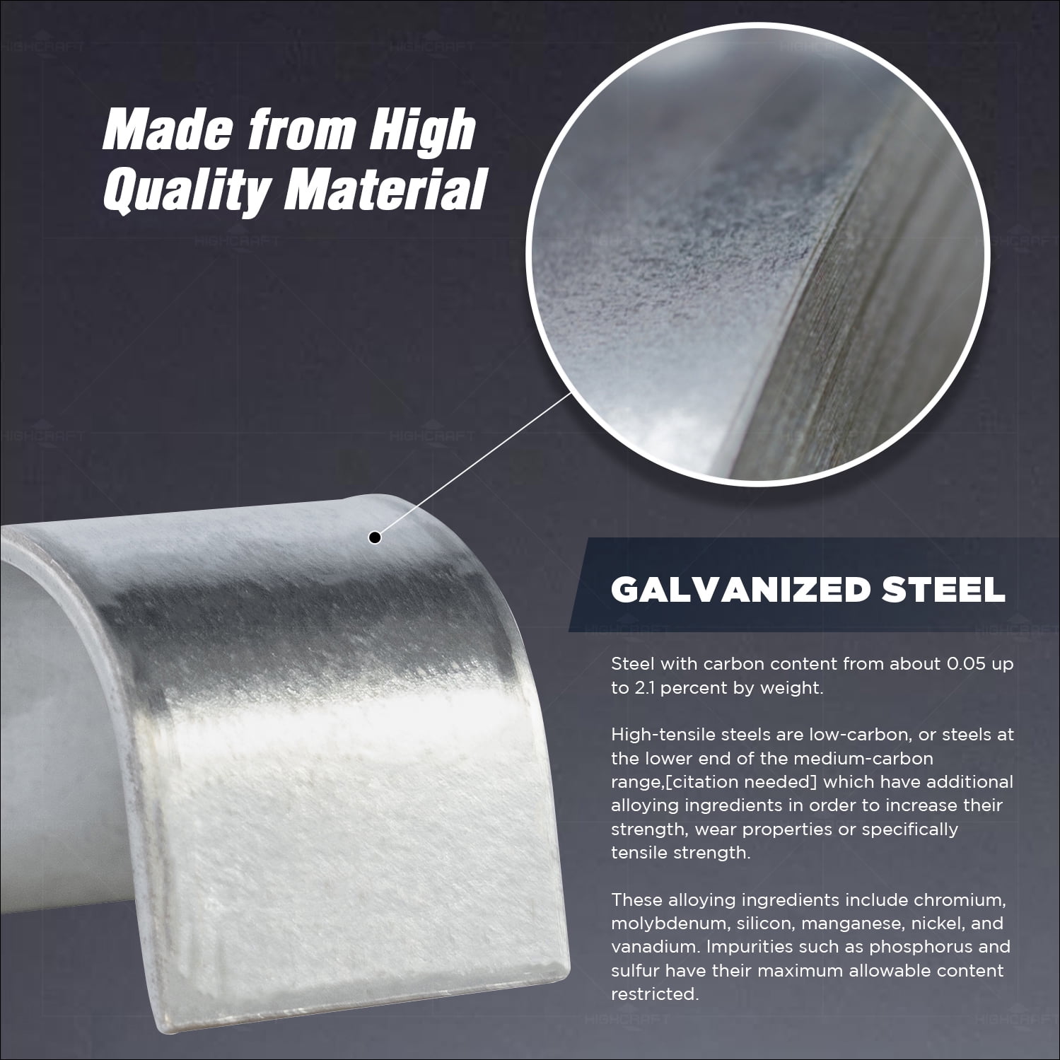 Highcraft One Hole Pipe Strap U-Bracket, 1/2", Galvanized,100 Pk