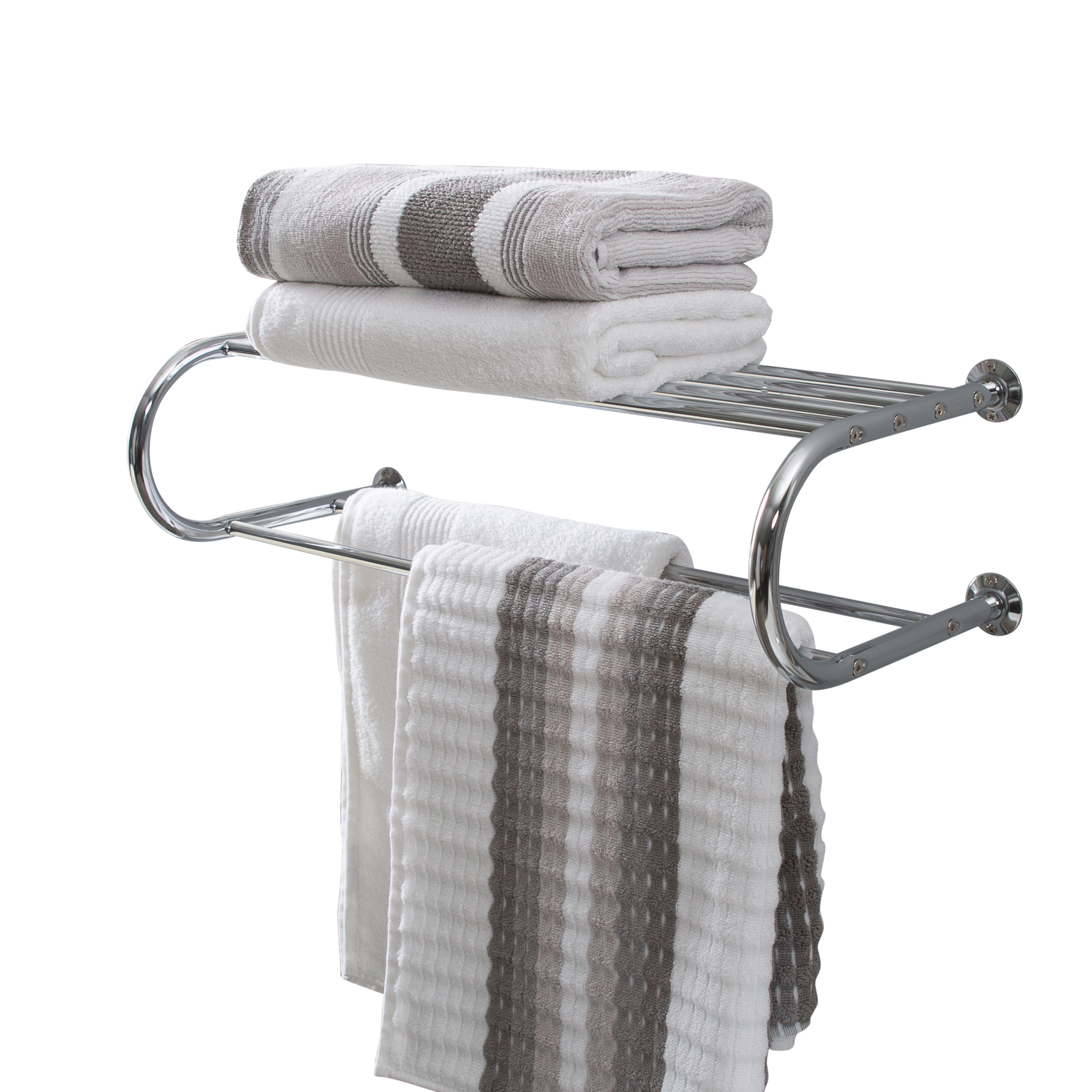 Organize It All Wall Mounted Bath Shelf with Towel Bar in Chrome - image 3 of 6