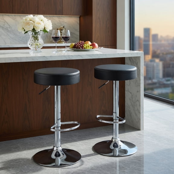 Resenkos 1 PC Round Bar Stool Adjustable Swivel Pub Chair-Black, Bar Height Stools, Bar Stools for Kitchen Island for Kitchen, Dining Room