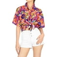 thumbnail image 4 of HAPPY BAY Women's Button Down Blouses Casual Summer Beach Party Blouse Shirt Blouses Short Sleeve Vacation Button up Tee Hawaiian Shirts Tank Top Women XL Colorful Leafs, Multicolor, 4 of 4