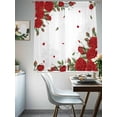 thumbnail image 5 of Red Roses Valentine's Day Semi Sheer Curtains 63 Inch Length 2 Panels Set, Spring Floral Farmhouse Sheer Kitchen Curtain Privacy Voile Window Curtain for Living Room Bedroom Rod Pocket Drapes, 5 of 7
