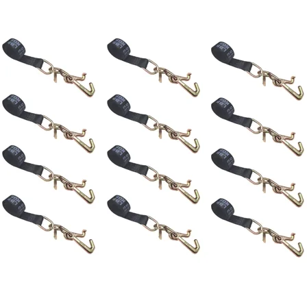 12 Pack 2" x 10' TJ Cluster Hook Car Strap for Wrecker Tow Truck Auto Hauling