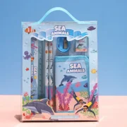 Kawaii Stationery Sets Christmas Gifts Unicorn LOL Cartoon Animal 6-in-1 Included Wallet Pencils Sharpener Eraser Ruller Student
