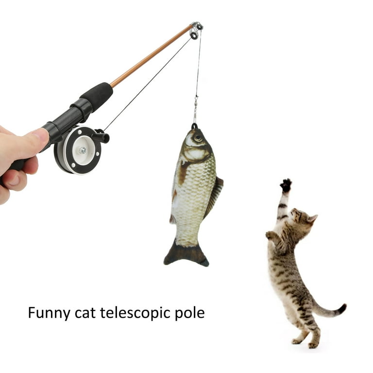 Cat Fishing Pole Toy - Funny Interactive Fish Toy For Cats, Kittens, And  Small Pets, Retractable Fishing Pole Wand Catcher Exerciser Giftable Cat  Fishing Rod Novelty Gifts 