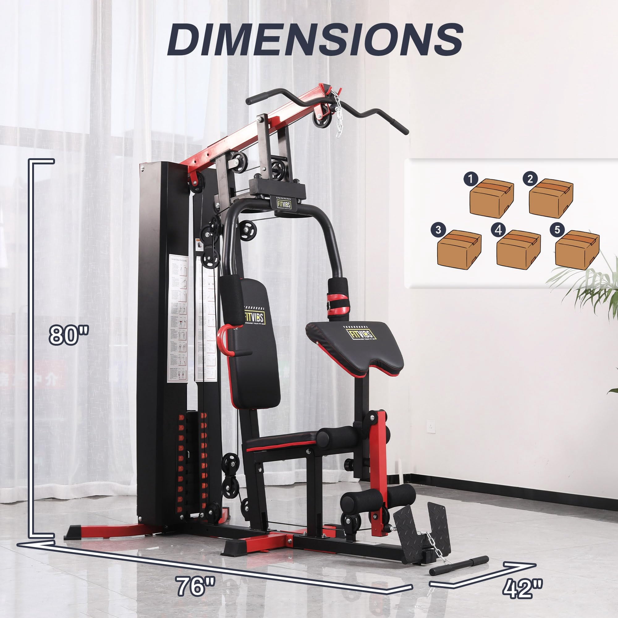 INTRTLOCKINGING TILES Home Gym Equipment, Full Body Workout Weight Machine with 122.5LB Stack, Cable Pulley System for Home Strength Training