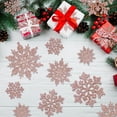 thumbnail image 5 of 36 Pack Snowflake Ornaments Plastic Glitter Snow Flakes Ornaments for Winter Christmas Tree Decorations Size Varies Craft Snowflakes, Rose gold, 5 of 8