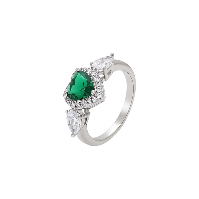Anillo Compromiso Promesa Amor Esmeralda y Swarovski Oro Lam blanco 6