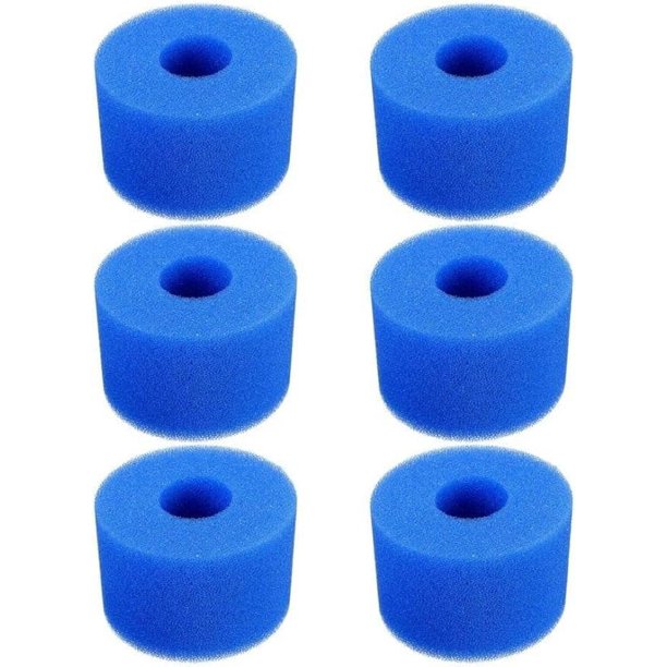 Esponja de filtro de piscina de 6 uds, cartucho de espuma de repuesto, filtros de espuma para bañera de hidromasaje, bioesponja lavable reutilizable azul