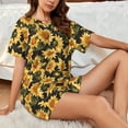 thumbnail image 4 of Sikiie Vintage Black Plaid Sunflower Womens Pajama Sets Short Sleeve Top With Pants Sleepwear 2 Piece Lounge Set3X-Large, 4 of 6