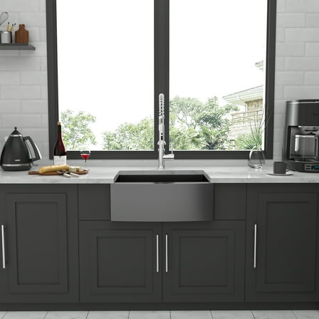 CoSoTower 24 Gunmetal Black Farmhouse Sink - 24 Inch Kitchen Sink Stainless Steel 16 Gauge Apron Front Kitchen Sink