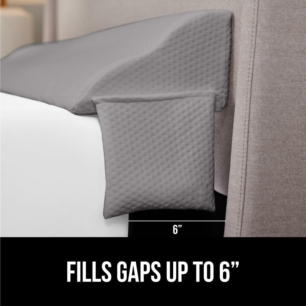 High Density Foam Bed Wedge Pillow for Headboard Gap, Mattress Gap Filler with Gripping Dots for Support, King Size White