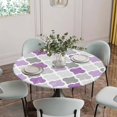 thumbnail image 6 of Purple Grey Morocco Lattice Round Fitted Tablecloth with Elastic Edge,Waterproof Table Cloth Fits Tables Up to 55"-60",Wipeable Washable Table Cover for Indoor Outdoor Dinning Party,Geometric Plaid, 6 of 9