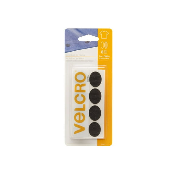 VELCRO® Brand Sticky Back™ for Fabrics Oval Black Tape Set of 8, 1" x 3/4" (2.5 cm x 1.9 cm)