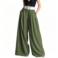 thumbnail image 2 of Cagogo Womens Wide Leg High Waisted Flowy Palazzo Pants Casual Loose Long Trousers for Office Work Beach Summer Fashion Clothes, Army Green S, 2 of 5