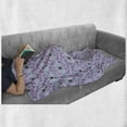 thumbnail image 5 of Queen Bee Soft Flannel Fleece Throw Blanket, Ornamental Curves and Motifs with Insect Silhouettes, Cozy Plush for Indoor and Outdoor Use, 70" x 90", Pale Ceil Blue Fuchsia, by Ambesonne, 5 of 5