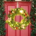 thumbnail image 5 of WEGFTDUOP Flower Wreath Front Door Christmas Door Knocker Indoor And Outdoor Winter Door Knocker With Cottons Red Fruit Pines Cones Christmas Decorations Holiday Products, 5 of 6