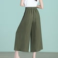 thumbnail image 5 of REALiKUN Women' s Culottes Linen Pants Summer Vacation Beach Capris Crop Casual Wide Leg Palazzo Pants, 5 of 7