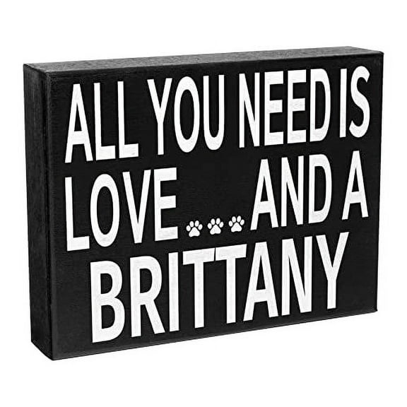 JennyGems Brittany Dog Gifts, All You Need Is Love and a Brittany, Brittany Spaniel Gifts, 8x6 Inch Wood Sign, Brittany Decor, Brittany Dog Mom Gift, Wall Hanging and Box Sign, American Made
