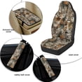 thumbnail image 6 of Xixirimido Car Seat Cover Set of 5 Pieces Front Seat Covers with Matching Seat Belt and Center Console Covers PU Leather Fits Most Vehicles, Hunting Elks Forest Camouflage, 6 of 8