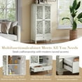 thumbnail image 3 of Atumcto 55" Tall Storage Cabinet with 2 Doors & Drawer, Vintage Carved Wood Accent Cabinet with Solid Wood Legs, Stylish Storage Solution for Living Room, Entryway, Dining Room, Antique Gray White, 3 of 17