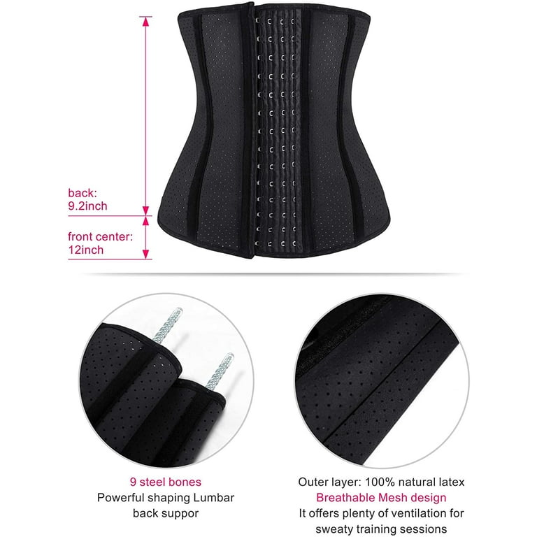 YIANNA Waist Trainer for Women Latex Underbust Waist Corsets Cincher  Hourglass Body Shaper Black-2XL 