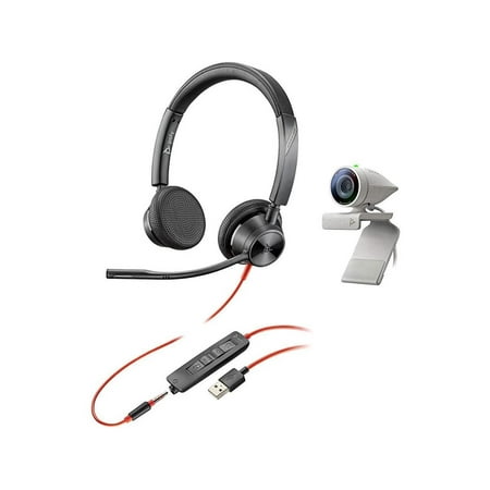 UPC: 0017229175044 | Poly – Studio P5 Webcam with Blackwire 3325 Headset Kit (Plantronics + Polycom) – 1080p HD Professional Video Conferencing Camera & Stereo Audio Wired Headset USB-A – Certified for Zoom & Teams