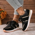 thumbnail image 3 of Rokment Womens Metallic Gold Platform Wedge Walking Shoes Fashion Comfortable Leather Color Block Non Slip Work Sneakers Spring Fall Black Size 7, 3 of 7