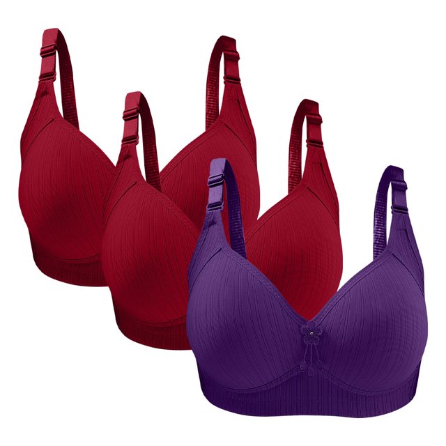 ameIAEA Womens Push Up Bras Full Coverage Everyday Bra Adjustable Strap No Underwire Breathable Bra 3 Pack