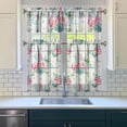 thumbnail image 3 of Pioneer Kitchen Curtains and Valance Set 36 Inch Tier Pink Floral Feathers 3 Pieces Set Dining Room Small Curtain Drapes Cafe Curtains Valance for Home Decor Rod Pocket, 3 of 6