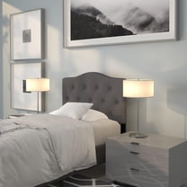 Bowery Hill Contemporary Tufted Twin Panel Headboard in Dark Gray