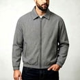 thumbnail image 4 of Men's Classic Gingham Plaid Collared Windbreaker Jacket, Full Zip Long Sleeve Loose Fit Coat with Pockets, Fall Winter Casual Outerwear for Hiking Travel Work, 4 of 6