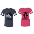 thumbnail image 1 of Beast Beauty Matching Couple Cotton Jerseys (Men Navy / Women Pink) (Men S / Women XL), 1 of 3