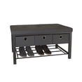 thumbnail image 3 of Simplify 2 Tier Faux Linen Entryway Bench with 3 Pairs Shoe Rack, Gray, 3 of 6