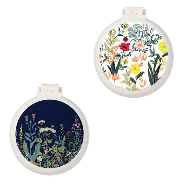 Mini cepillo de pelo de bolsillo con espejo portátil para bolso/bolsillo de viaje (juego de flores de 2 piezas)