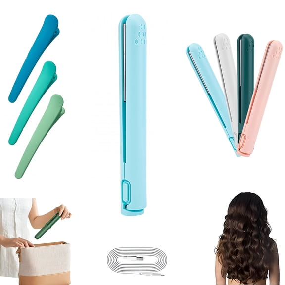 EXLEAF Mini Dual Purpose Curling Iron for Short and All Hair Types (Green)