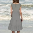 thumbnail image 6 of Dezsed Womens Summer Sundress Boho Solid Casual Loose Tank Dresses Sleeveless Tiered Flowy A Line Beach Dress Gray 3XL, 6 of 8